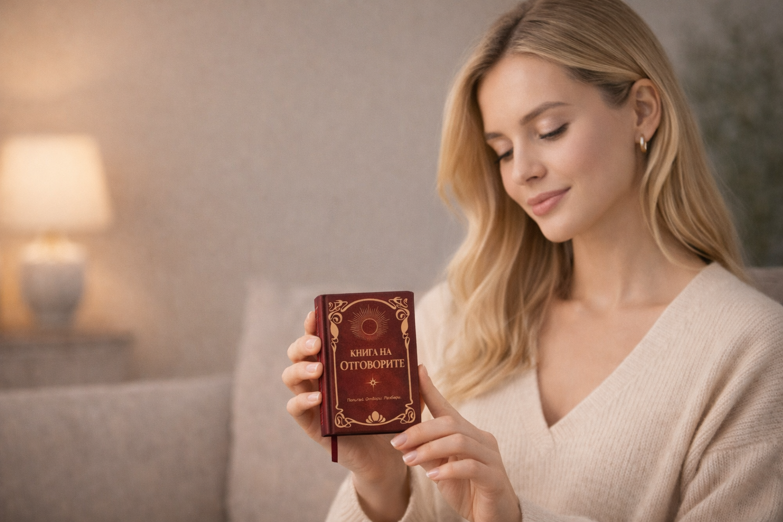 Жена използва Книга на отговорите